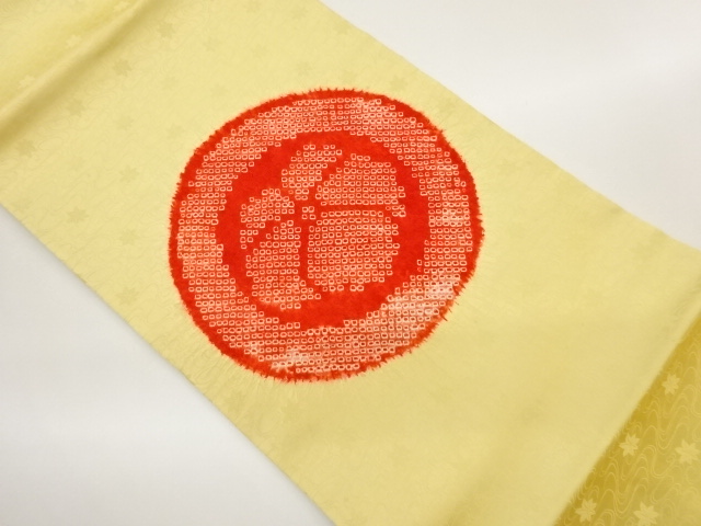 JAPANESE NAGOYA OBI / SHIBORI / MAPLE LEAVES